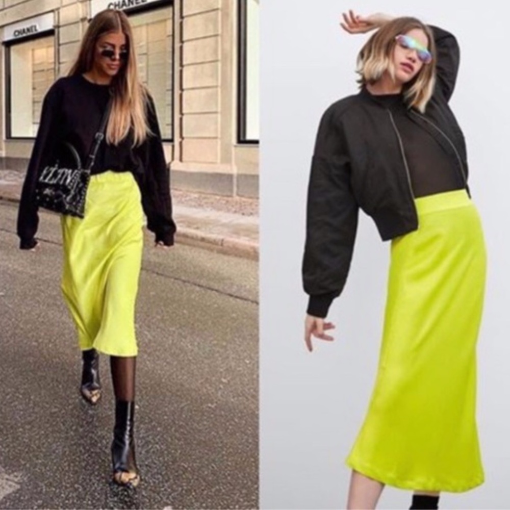 Zara Neon Slip Skirt size Med